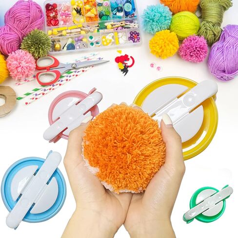 Pompom Makers 4 Size Pom Poms Maker Tool Set DIY Fluff Ball Weaver for DIY Wool Yarn Knitting Craft Project with Cutter Scissors in Saudi Arabia