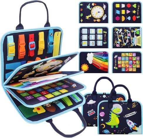 Busy Book for Toddlers 1-3, Montessorii Sensory Toys for Boy & Girl, Toddler Activity Book for Baby Kids Educational Travel Gift (Dinosaur, Large) in Saudi Arabia