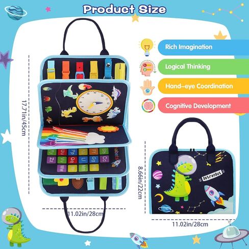Busy Book for Toddlers 1-3, Montessorii Sensory Toys for Boy & Girl, Toddler Activity Book for Baby Kids Educational Travel Gift (Dinosaur, Large) in Saudi Arabia