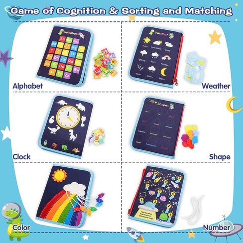 Busy Book for Toddlers 1-3, Montessorii Sensory Toys for Boy & Girl, Toddler Activity Book for Baby Kids Educational Travel Gift (Dinosaur, Large) in Saudi Arabia