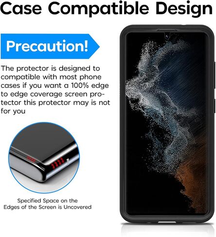 Mowei 3-Pack لهاتف Galaxy S23 Ultra واقي الشاشة [يدعم بالكامل بصمة الإصبع وقلم S] زجاج مقسى منحني ثلاثي الأبعاد لهاتف Samsung S23 Ultra 5G [حماية من الصدمات والخدوش] in Saudi Arabia