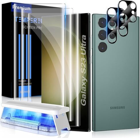 Mowei 3-Pack لهاتف Galaxy S23 Ultra واقي الشاشة [يدعم بالكامل بصمة الإصبع وقلم S] زجاج مقسى منحني ثلاثي الأبعاد لهاتف Samsung S23 Ultra 5G [حماية من الصدمات والخدوش] in Saudi Arabia