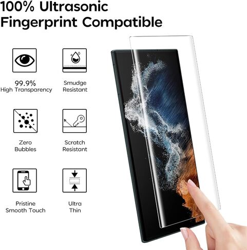 Mowei 3-Pack لهاتف Galaxy S23 Ultra واقي الشاشة [يدعم بالكامل بصمة الإصبع وقلم S] زجاج مقسى منحني ثلاثي الأبعاد لهاتف Samsung S23 Ultra 5G [حماية من الصدمات والخدوش] in Saudi Arabia
