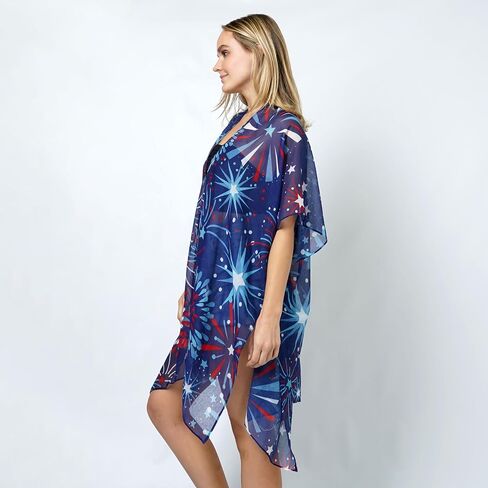 Women's Summer American Flag Beach Cover up Poncho Tunic Top Scarf Wrap. in Saudi Arabia