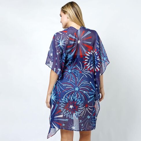Women's Summer American Flag Beach Cover up Poncho Tunic Top Scarf Wrap. in Saudi Arabia