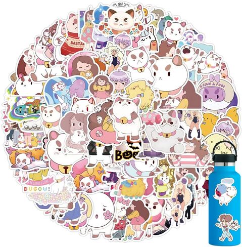 104pcs Cartoon Pack Stickers for Kids,Cute Stickers for Water Bottles, Characters Sticker for Laptop，Phone，Hard Hat，Skateboard，Scrapbooking，Christmas Gifts for Kids in Kuwait