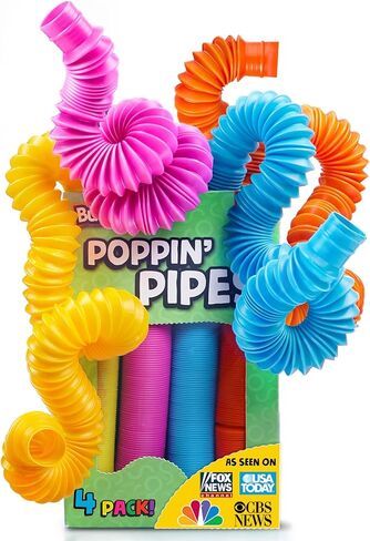BUNMO Pop Tubes | Sensory Toys | Hours of Fun for Kids | Imaginative Play & Stimulating Creative Learning | Toddler Sensory Toys | Tons of Ways to Play | Connect, Stretch, Twist & Pop (Large 6 Pack) in Kuwait