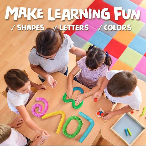 BUNMO Pop Tubes | Sensory Toys | Hours of Fun for Kids | Imaginative Play & Stimulating Creative Learning | Toddler Sensory Toys | Tons of Ways to Play | Connect, Stretch, Twist & Pop (Large 6 Pack) in Kuwait