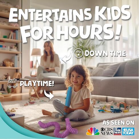BUNMO Pop Tubes | Sensory Toys | Hours of Fun for Kids | Imaginative Play & Stimulating Creative Learning | Toddler Sensory Toys | Tons of Ways to Play | Connect, Stretch, Twist & Pop (Large 6 Pack) in Kuwait