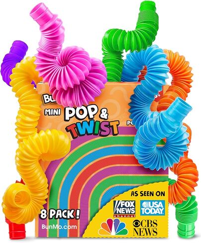 BUNMO Pop Tubes | Sensory Toys | Hours of Fun for Kids | Imaginative Play & Stimulating Creative Learning | Toddler Sensory Toys | Tons of Ways to Play | Connect, Stretch, Twist & Pop (Large 6 Pack) in Kuwait