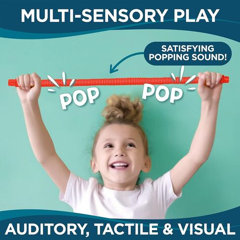 BUNMO Pop Tubes | Sensory Toys | Hours of Fun for Kids | Imaginative Play & Stimulating Creative Learning | Toddler Sensory Toys | Tons of Ways to Play | Connect, Stretch, Twist & Pop (Large 6 Pack) in Kuwait
