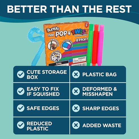 BUNMO Pop Tubes | Sensory Toys | Hours of Fun for Kids | Imaginative Play & Stimulating Creative Learning | Toddler Sensory Toys | Tons of Ways to Play | Connect, Stretch, Twist & Pop (Large 6 Pack) in Kuwait