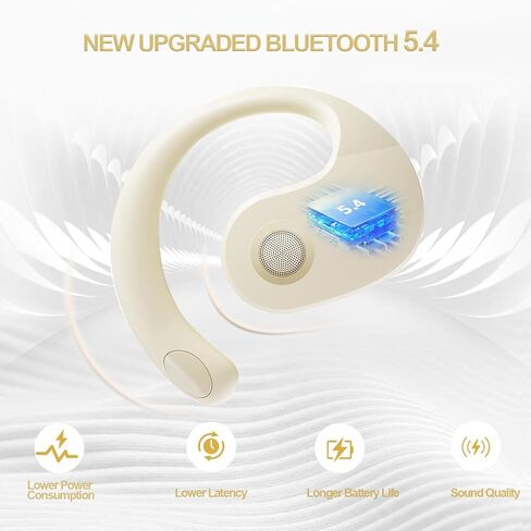 Open Ear Headphones Wireless Bluetooth 5.4, OWS Hanging Earphones Wireless Earbuds with Earhooks and Mic, IPX5 Waterproof, 48H Range, Out of Ear Earbuds for Sports Running Workout Driving(Khaki) in Saudi Arabia