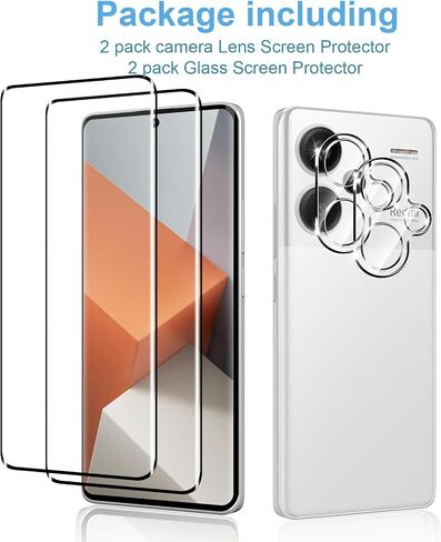 [2+2 pack] for Redmi Note 13 Pro+ 5G/Note 13 Pro plus 5G 3D Tempered Glass Screen protector and camera lens protector.9H hardness.full.coverage super wear-resistant.anti-fingerprint.high-definition cell phone sticker film in Saudi Arabia