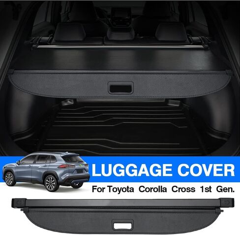 Powerty غطاء البضائع لتويوتا RAV4 2019-2023 قابل للسحب الخلفي الجذع غطاء أمان التدريع الظل نسيج ألياف الكربون الأسود in Kuwait