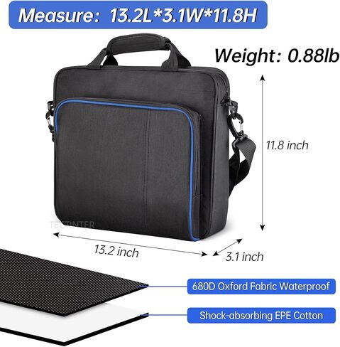 TECTINTER Carrying Case for PS5, Protective Travel Bag for PS 5 Console Controller, Large Capacity Storage Case Compatible with Playstation 5 Games Accessories Disk Digital Edition, Black in Kuwait