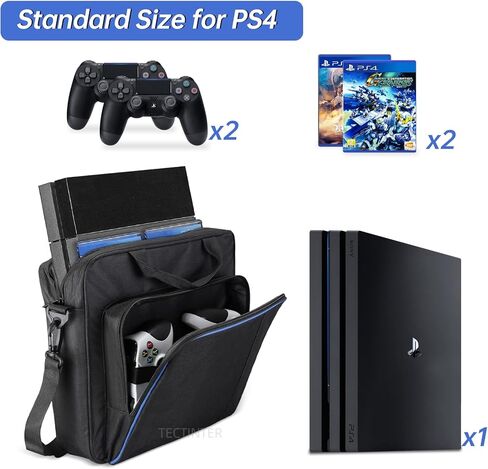 TECTINTER Carrying Case for PS5, Protective Travel Bag for PS 5 Console Controller, Large Capacity Storage Case Compatible with Playstation 5 Games Accessories Disk Digital Edition, Black in Kuwait