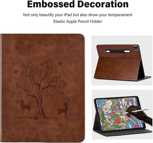 حافظة HFcoupe لجهاز M4 iPad Pro مقاس 11 بوصة 2024، حافظة رفيعة لجهاز iPad Pro الجيل الخامس مع حامل أقلام مرن وإغلاق مغناطيسي، غطاء فوليو منقوش للاستيقاظ/النوم التلقائي لجهاز iPad Pro مقاس 11 بوصة، بني in Kuwait