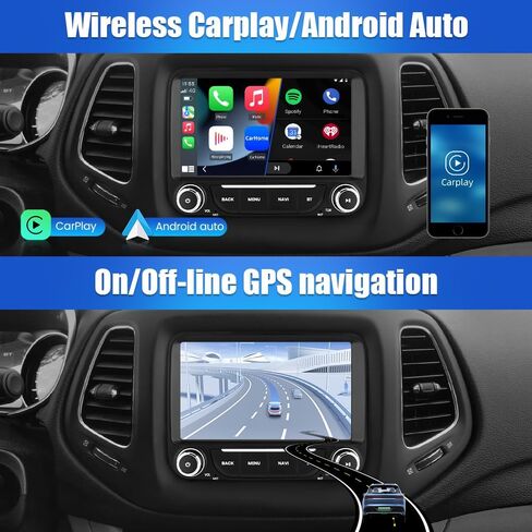 Android 13 راديو السيارة ستيريو لسيارة Jeep Compass 2017 2018 2019 2020 7 بوصة تعمل باللمس وحدة الرأس مع Carplay/Android Auto SWC GPS WiFi Bluetooth FM RDS AM DSP SWC كاميرا احتياطية in Saudi Arabia