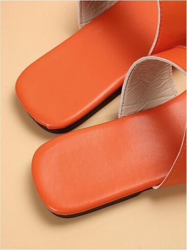 GORGLITTER Women's Two Strap Flat Sandals Buckle Square Open Toe Slip On Slide Sandals in Saudi Arabia