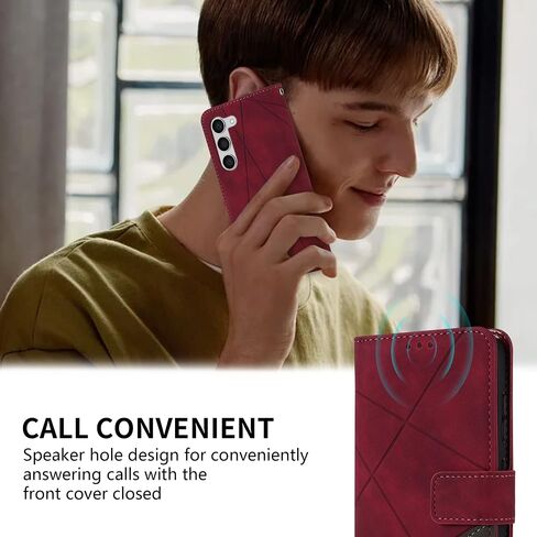 متوافق مع حافظة محفظة Samsung Galaxy S23 مع فتحات بطاقة RFID وإغلاق مغناطيسي واقٍ واقٍ من جلد البولي يوريثان وغطاء هاتف لهاتف Galaxy S23 (6.1 بوصة-نبيذ أحمر) in Saudi Arabia