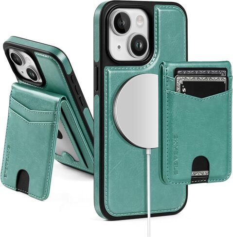 حافظة محفظة مغناطيسية 2 في 1 متوافقة مع Magsafe iPhone 14 قابلة للفصل مع حامل بطاقة، للنساء والرجال، جلد PU RFID مع فتحات ائتمان بمسند قلاب لهاتف Apple 14، بني in Kuwait