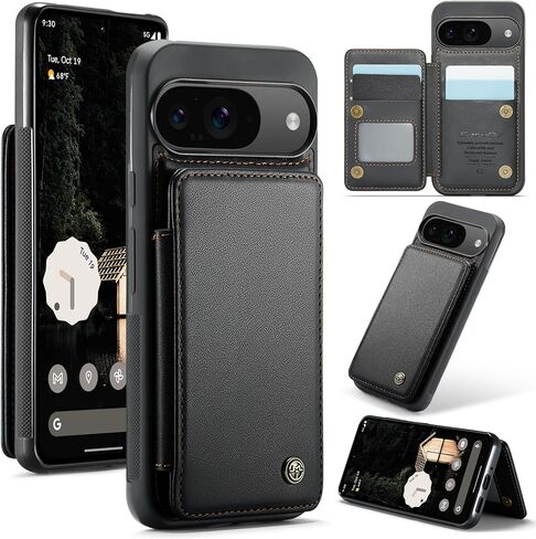 Kowauri for Google Pixel 9/Google Pixel 9 Pro Case, PU Leather Wallet Case for Women Men with RFID Blocking Card Holder Slot Magnetic Closure Shockproof Phone Cover for Google Pixel 9/9 Pro (Black) in Kuwait
