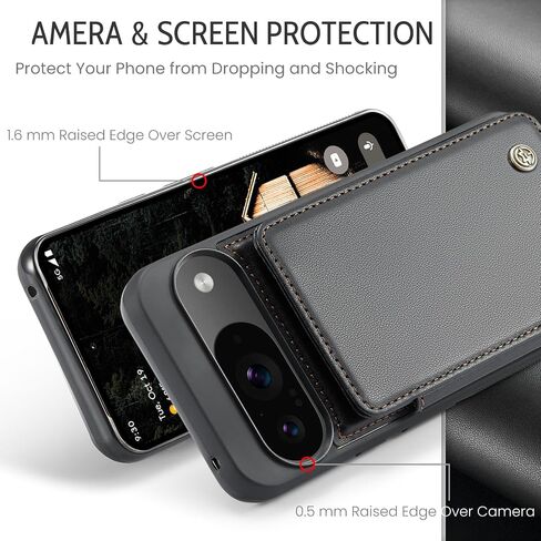 Kowauri for Google Pixel 9/Google Pixel 9 Pro Case, PU Leather Wallet Case for Women Men with RFID Blocking Card Holder Slot Magnetic Closure Shockproof Phone Cover for Google Pixel 9/9 Pro (Black) in Kuwait