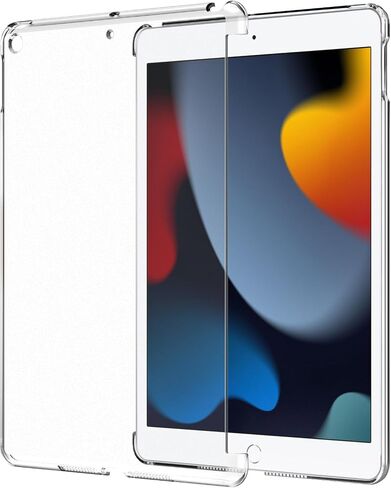 MoKo Case Fit New iPad 9th Generation 2021/iPad 8th Gen 2020/iPad 7th Gen 2019, Frosted Transparent Slim Hard Plastic Clear Back Cover [Compatible with Official Keyboard] - Clear Black in Saudi Arabia