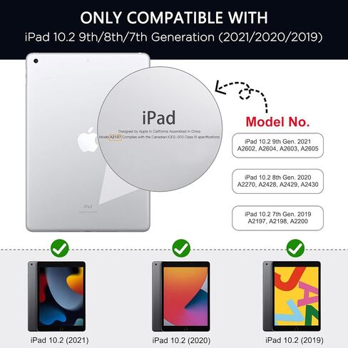 MoKo Case Fit New iPad 9th Generation 2021/iPad 8th Gen 2020/iPad 7th Gen 2019, Frosted Transparent Slim Hard Plastic Clear Back Cover [Compatible with Official Keyboard] - Clear Black in Saudi Arabia