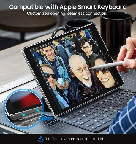 MoKo Case Fit New iPad 9th Generation 2021/iPad 8th Gen 2020/iPad 7th Gen 2019, Frosted Transparent Slim Hard Plastic Clear Back Cover [Compatible with Official Keyboard] - Clear Black in Saudi Arabia