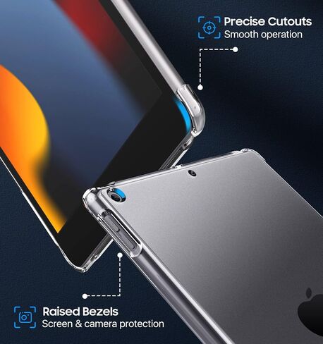 MoKo Case Fit New iPad 9th Generation 2021/iPad 8th Gen 2020/iPad 7th Gen 2019, Frosted Transparent Slim Hard Plastic Clear Back Cover [Compatible with Official Keyboard] - Clear Black in Saudi Arabia
