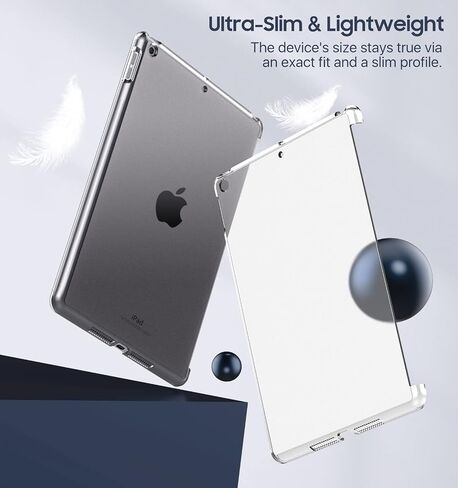 MoKo Case Fit New iPad 9th Generation 2021/iPad 8th Gen 2020/iPad 7th Gen 2019, Frosted Transparent Slim Hard Plastic Clear Back Cover [Compatible with Official Keyboard] - Clear Black in Saudi Arabia