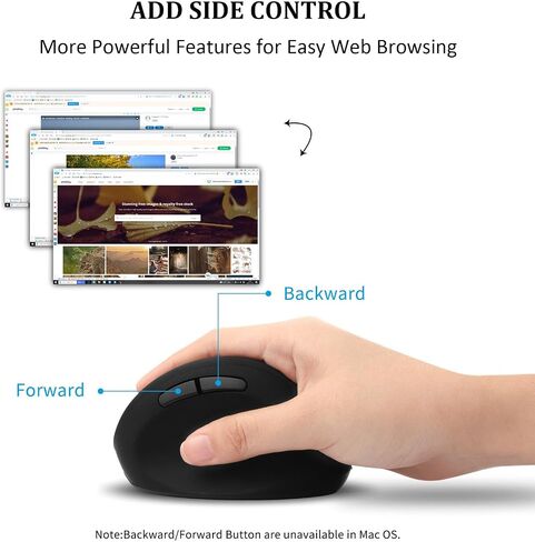 Vertical Wireless Mouse,2.4G Rechargeable Ergonomic High Precision Optical Silent Cordless Computer Mice with 6 Buttons, 3-DPI Adjustable, USB Receiver for Laptop PC Mac Notebook(Black) in Saudi Arabia