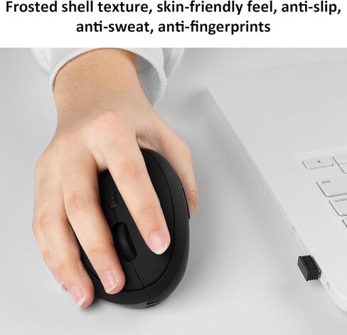 Vertical Wireless Mouse,2.4G Rechargeable Ergonomic High Precision Optical Silent Cordless Computer Mice with 6 Buttons, 3-DPI Adjustable, USB Receiver for Laptop PC Mac Notebook(Black) in Saudi Arabia
