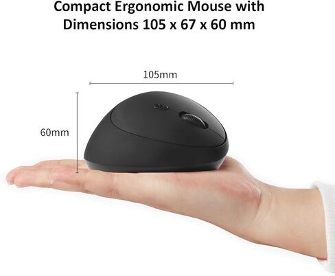 Vertical Wireless Mouse,2.4G Rechargeable Ergonomic High Precision Optical Silent Cordless Computer Mice with 6 Buttons, 3-DPI Adjustable, USB Receiver for Laptop PC Mac Notebook(Black) in Saudi Arabia