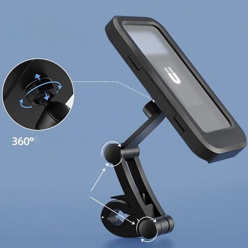 Motorcycle Bike Phone Holder Waterproof with TPU Touch Screen 360 Degree Universal Bicycle Mobile Mount for Phone Less Then 6.5 inch in Saudi Arabia