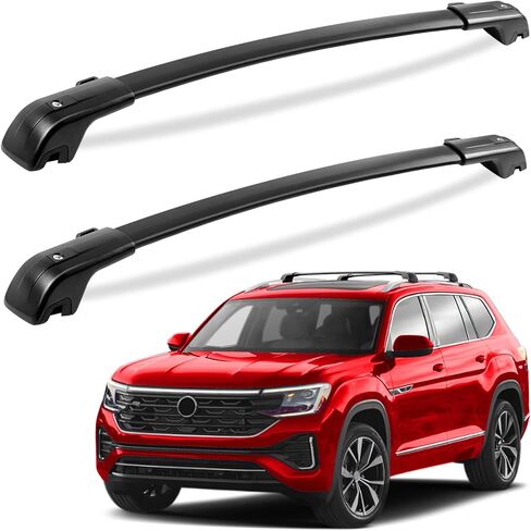 قضبان متقاطعة لرف السقف بوزن 260 رطل من Tuyoung متوافقة مع Volkswagen Tiguan 2018-2024 & Taos 2022-2024، قضبان سقف من الألومنيوم شديدة التحمل مضادة للسرقة وقضبان عرضية على السطح وقضبان البضائع ورفوف الأمتعة in Kuwait