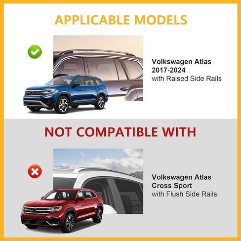 قضبان متقاطعة لرف السقف بوزن 260 رطل من Tuyoung متوافقة مع Volkswagen Tiguan 2018-2024 & Taos 2022-2024، قضبان سقف من الألومنيوم شديدة التحمل مضادة للسرقة وقضبان عرضية على السطح وقضبان البضائع ورفوف الأمتعة in Kuwait
