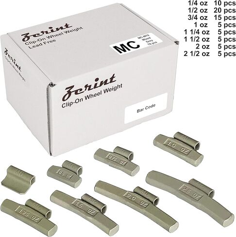 طقم وزن العجلة ZERINT MC-M50 طراز MC رمادي 50 قطعة/المجموعة: 1 1/4 أونصة 20 قطعة، 1 1/2 أونصة 20 قطعة، 2 أونصة 5 قطع، 2 1/2 أونصة 5 قطع in Kuwait