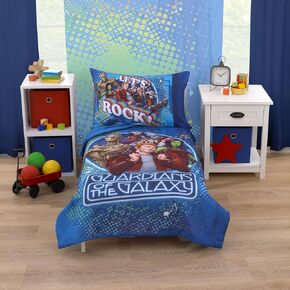 Marvel Spiderman Spidey and his Amazing Friends Spidey Time Red, Blue, and Grey 4 Piece Toddler Bed Set - Comforter, Fitted Bottom Sheet, Flat Top Sheet, and Reversible Pillowcase
