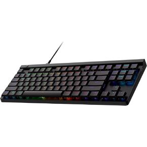 لوحة مفاتيح الألعاب السلكية منخفضة المستوى من لوجيتك G515 TKL، RGB قابلة للتخصيص بالكامل، أغطية مفاتيح PBT مزدوجة اللقطة، مفاتيح لمسية/بنية - أسود