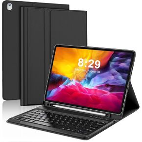 Keyboard Case for iPad Pro 12.9 inch (Old Model) 2015 1st / 2017 2nd Gen - Rechargeable, Detachable Wireless Bluetooth Keyboard - Folio Smart Leather Cover with Pencil Holder for Apple iPad Pro 12.9"