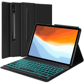 Samsung Galaxy Tab S9 2023/S8 2022/S7 2020 11 inch Keyboard Case, Protective Folio Stand Cover with S Pen Holder, Slim Smart Case with Multi-use Bluetooth Keyboard for Galaxy 11" Tablet