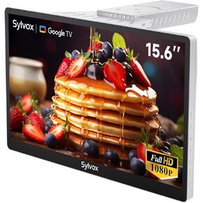 SYLVOX Kitchen TV,15.6 inch Under Cabinet TV, Televison for Kitchen, Smart TV Built-in APP Store, Support WiFi Bluetooth, 1080P Small TV for RV Camper, Bedroom, Boat