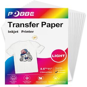 Heat Transfer Paper for Fabric 8.5" x 11" - 20 Sheets, Printable Iron on Transfer Vinyl Paper, with 3 Sheets Teflon Paper,Dark 20 PCS