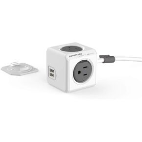 Power Strip, Allocacoc PowerCube |Extended|, 4 Outlets 2 USB Ports, 10 feet Cable, Surge Protection, Mounting Dock, Compact for Travel, Home and Office, Space Saving, ETL Certified …