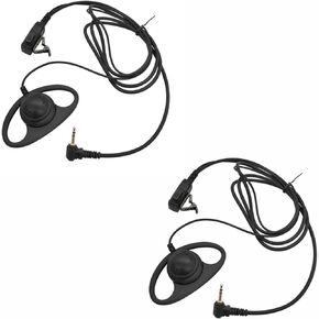 D Shape Walkie Talkie Earpiece with Mic 2.5mm Single Pin Two Way Radio Ear Piece Ring Loop Headset for Motorola Talkabout tp400 tp402 tp260(2Pack)