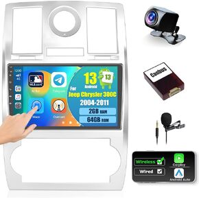 for Jeep Chrysler 300C 2004-2011【8 core 4+64GB】 Car Stereo Android, Touch Screen Car Radio with Wireless Carplay Android Auto GPS WiFi, Bluetooth SWC Mic Backup Camera Mirror Link, 8 Core