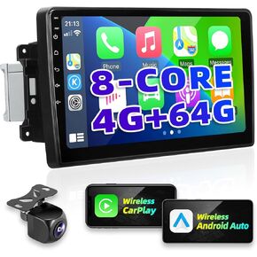 for Jeep Wrangler JK 2007-2018 Upgrade Android Radio Compatible with Wirelessly Carplay Android Auto Car Stereo Bluetooth Navigation Touch Screen GPS 8core 4GB RAM 64GB Head Unit Media Player